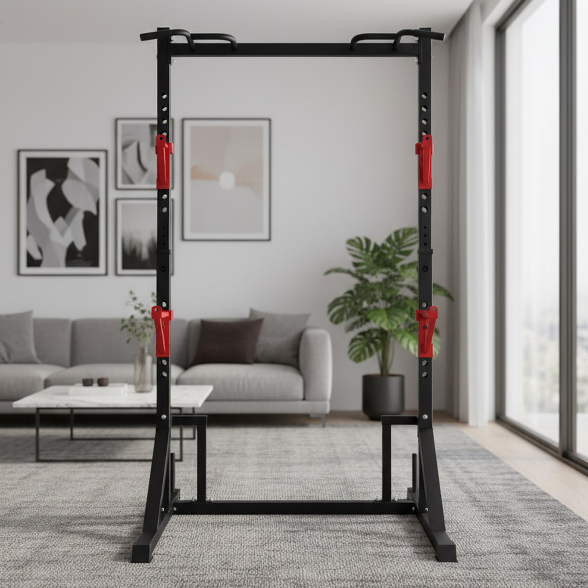 Home Bar And Gym - رف قوة قابل للتعديل مع قضيب