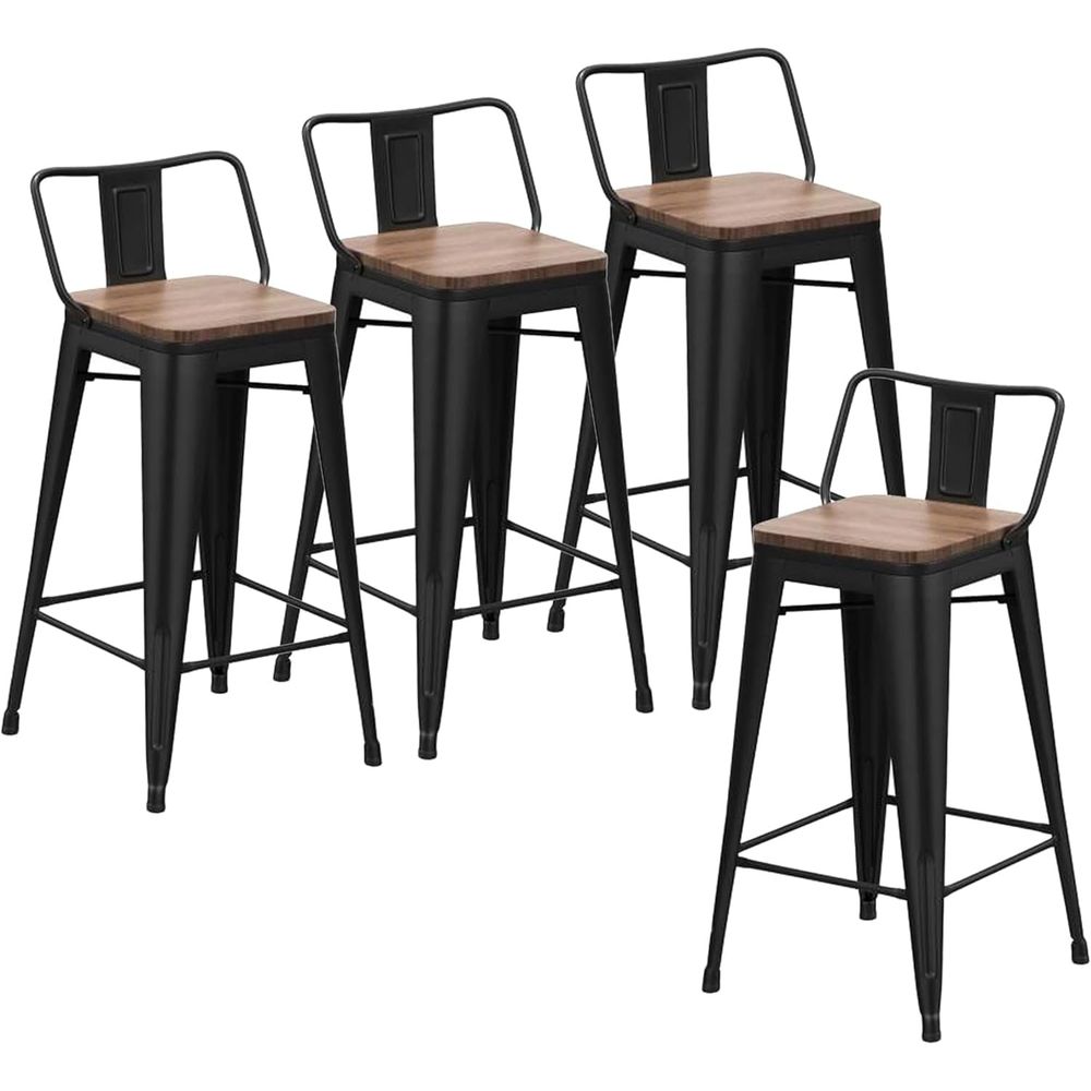 Home Bar Stools - مجموعة من 4 كراسي بار معدنية