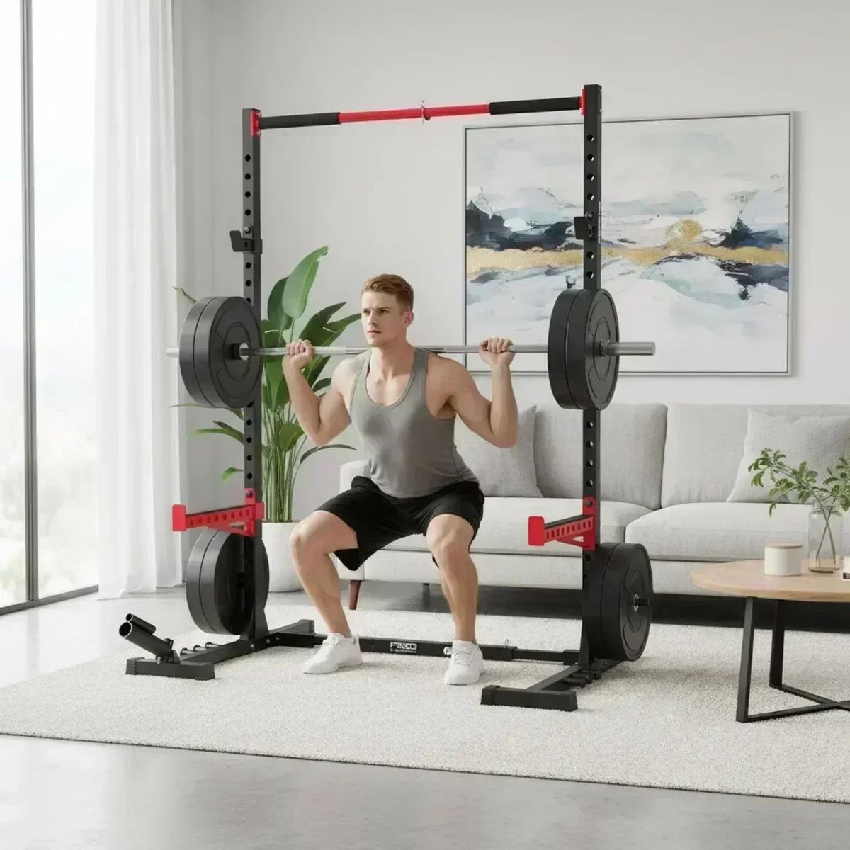Home Bar And Gym - رف تمارين القرفصاء القابل للتعديل للصالة