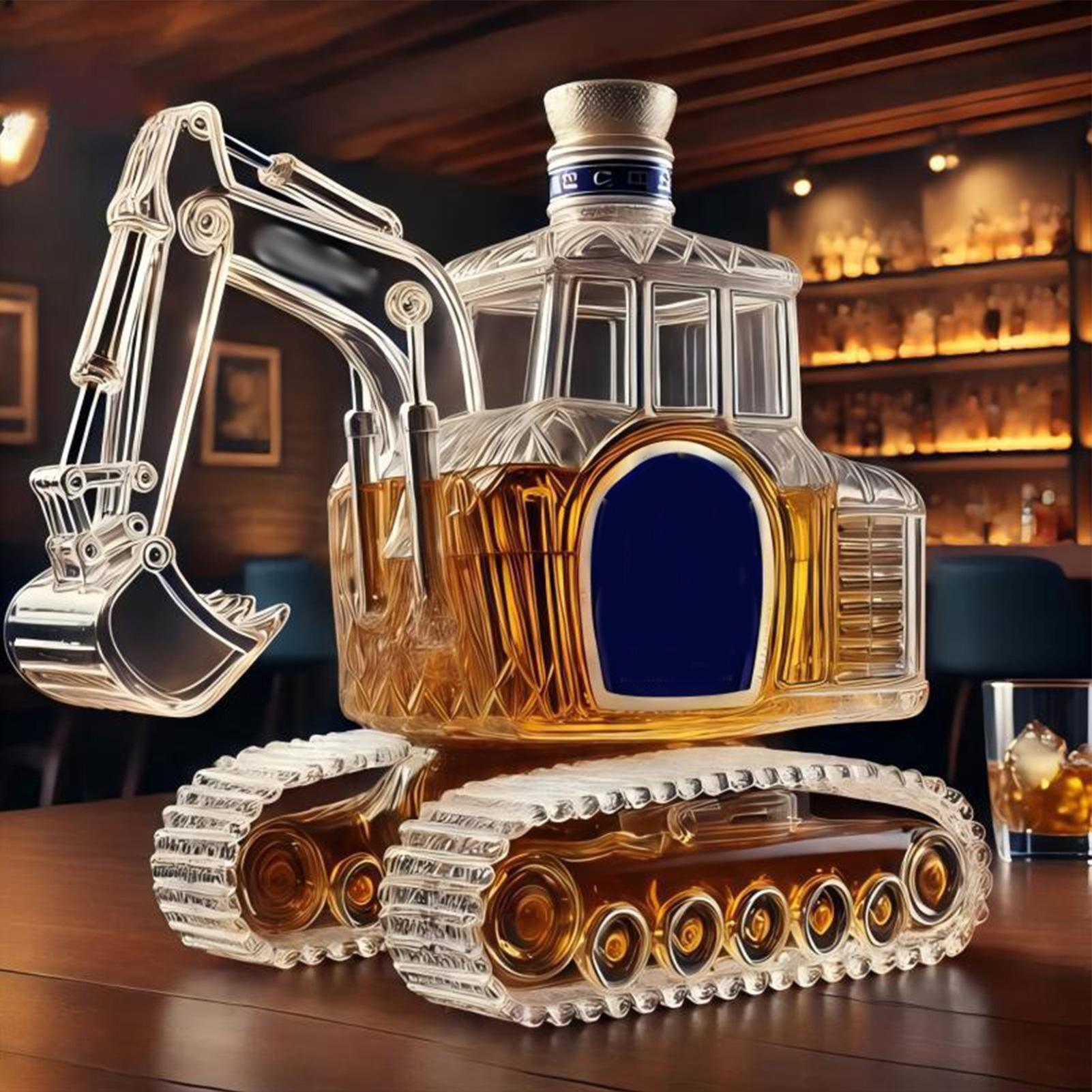 Home Bar Supplies - قارورة ويسكي على شكل حفارة ثقيلة،