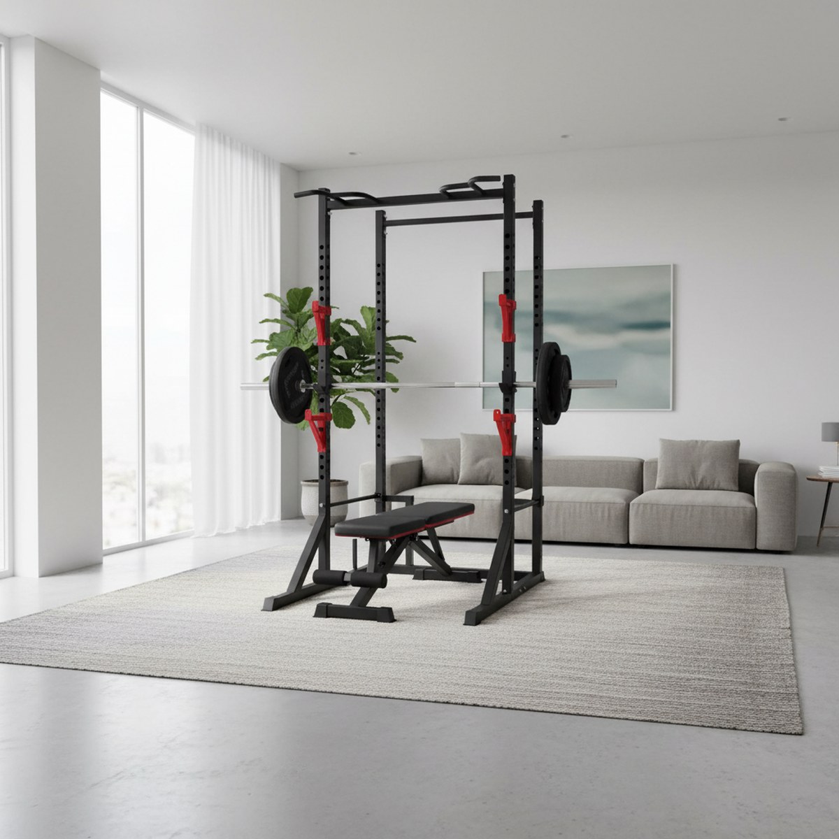 رف قوة قابل للتعديل مع قضيب سح - مراجعة Home Bar And Gym وسعره