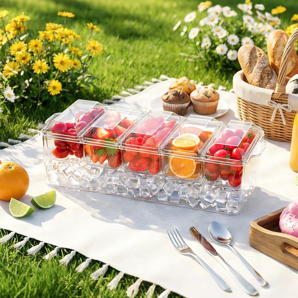 صينية توابل، حامل طعام مبرد لل - مراجعة Garnish Tray Set وسعره