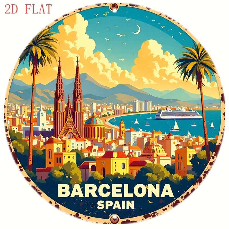 لافتة معدنية مستديرة مقاس 8 بو - مراجعة Home Barcelona وسعره