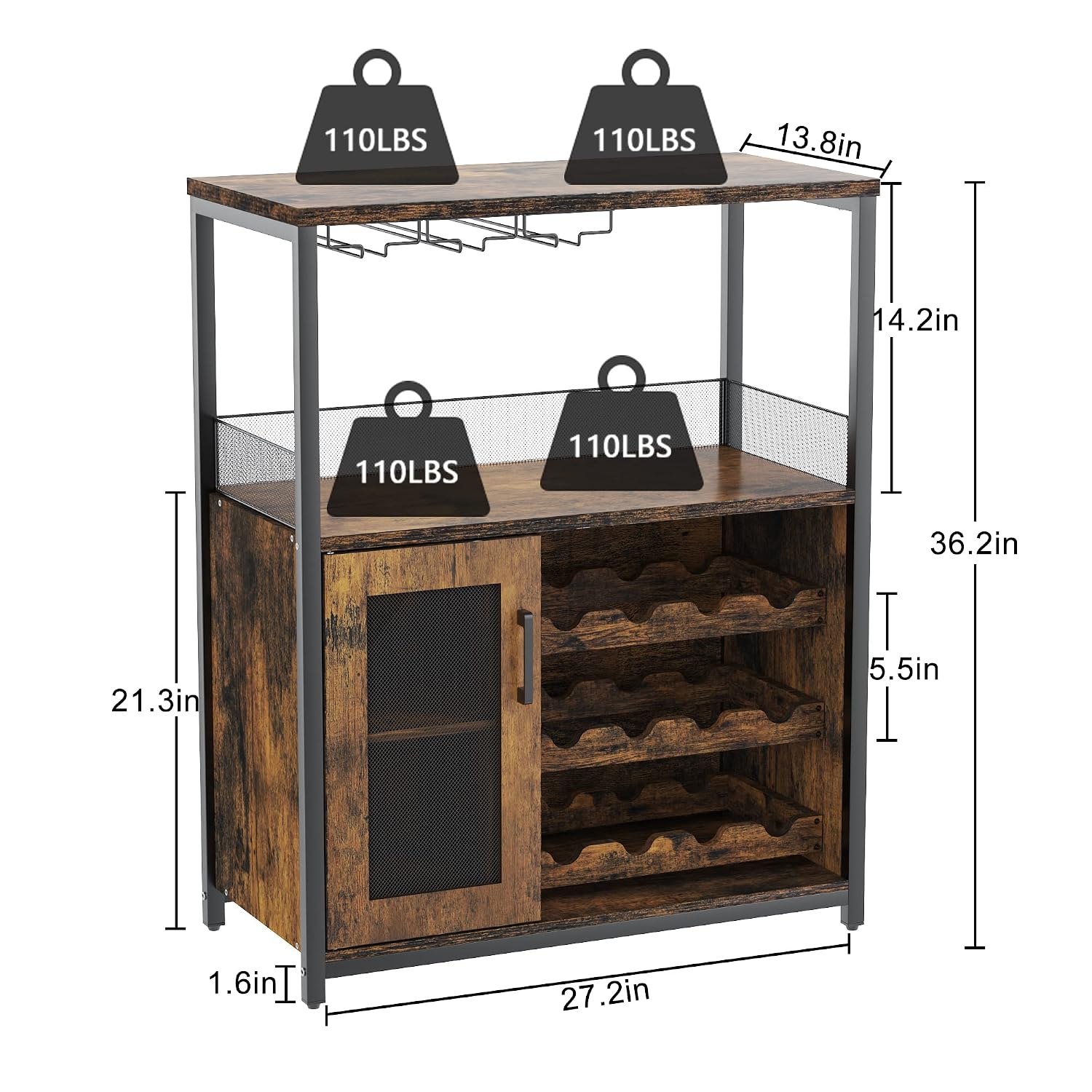 خزانة بار حديثة بطول 36 بوصة ب - مراجعة Home Bar Shelves وسعره
