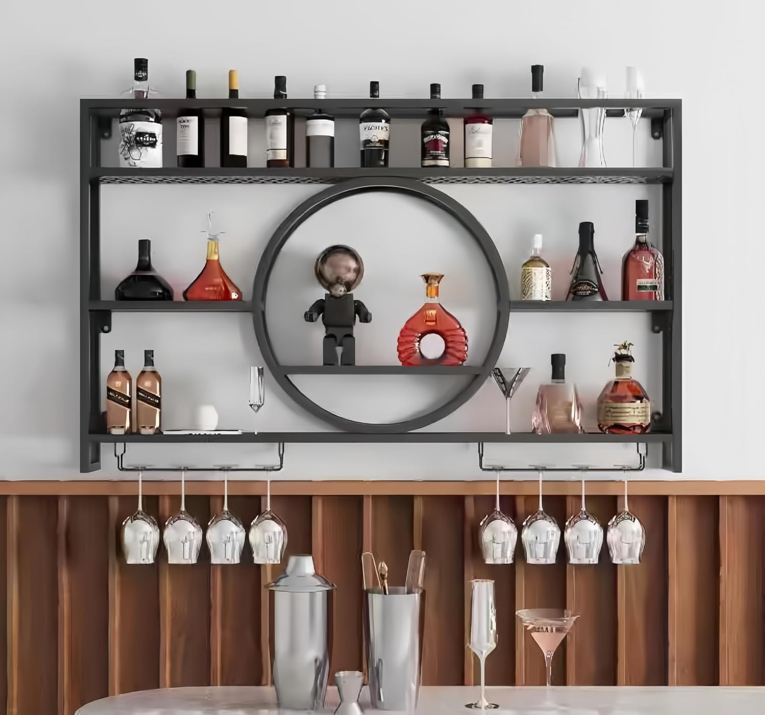 رف تخزين النبيذ المعدني الأسود - مراجعة Home Bar Shelves وسعره